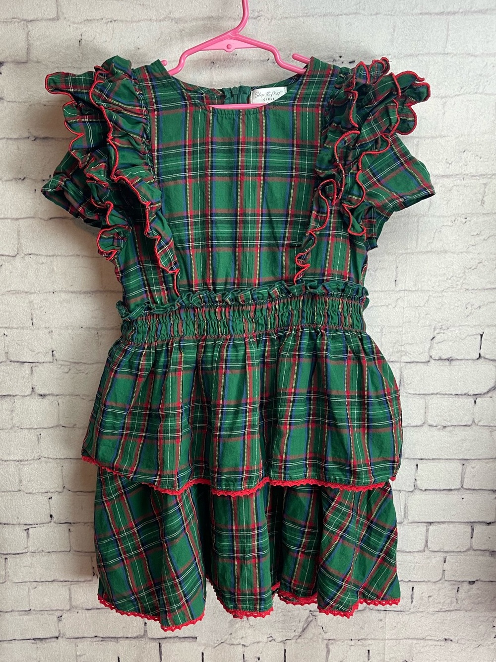 Shop the mint girls size 7/8 the Blaire green plaid scalloped Christmas dress